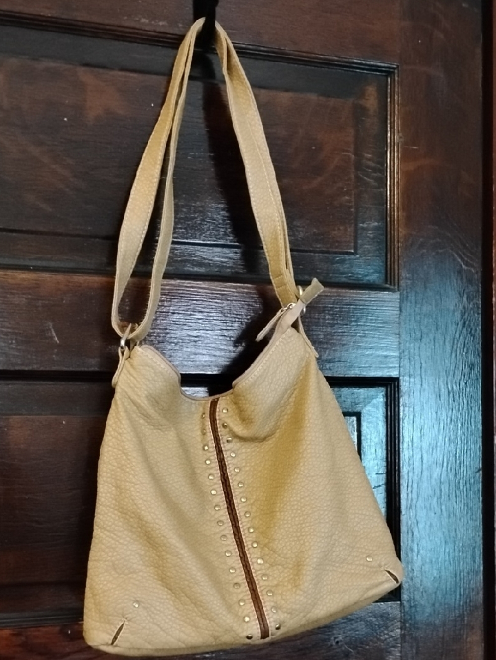 Marc Ecko Neutral Tan Stud-Trim Hobo Shoulder Bag NWT